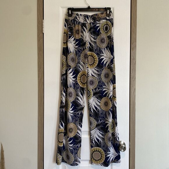 C-Mode Stretch Pants Women Sz M Lose Comfy Floral Elastic Waist - Picture 1 of 11